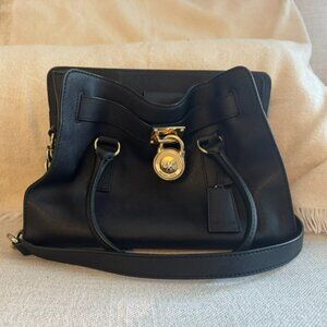 Michael Kors Belted Black Saffiano Leather Satchel